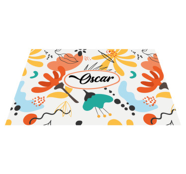 Abstrakt kunst med lyse farger spisebrikke med navn - Tenstickers