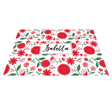 Mantel individual personalizable flores rojas - TenVinilo