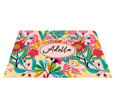 Mantel individual personalizable Diseño de flores de colores vint - TenVinilo