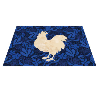 Set de table original Coq beige à fleurs bleues - TenStickers
