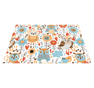 Barevné sovy s květinami dětské prostírání - TenStickers