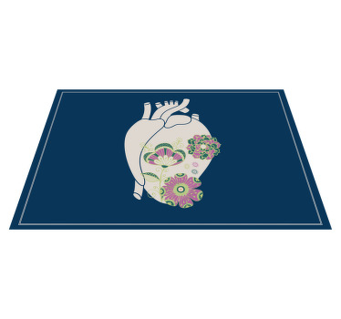 Mantel individual original Corazón anatómico con flores rojas - TenVinilo