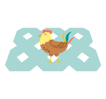 Mantel individual original Colorida ilustración de un gallo - TenVinilo