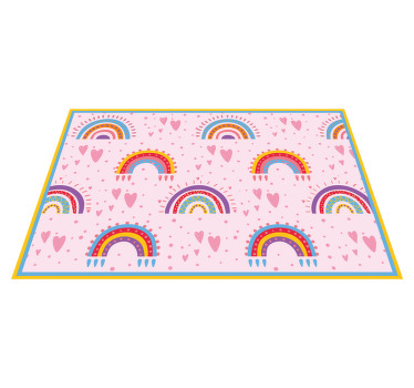 Pink dots rainbows children placemats - TenStickers