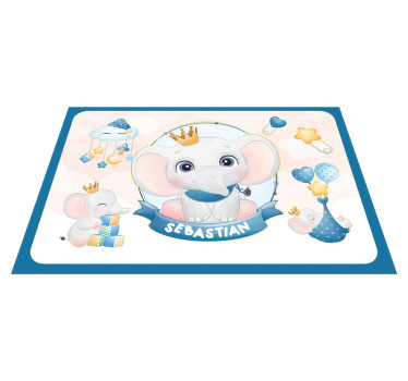 Mantel individual infantil Lindo elefante para niño con nombre - TenVinilo