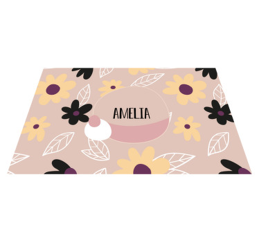 Individuais de mesa com nome Flores modernas coloridas - TenStickers