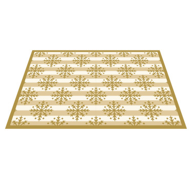 Mantel individual navideño Copos de nieve dorados sobre rayas bei - TenVinilo