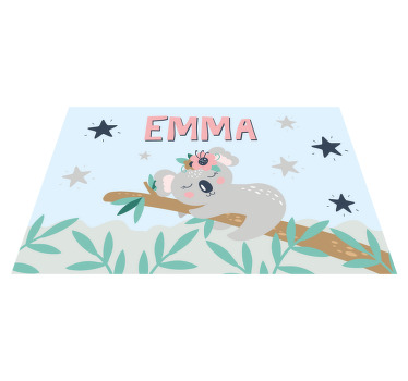 Personalised cute koala girl sleeping on tree kids placemat - TenStickers
