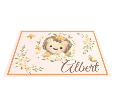Cute animals lioness with name placemats - TenStickers
