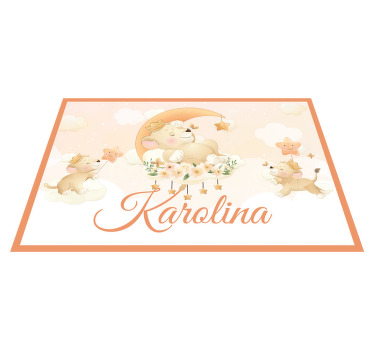 Tischset Kinder Süße tiere löwe mit Namen - TenStickers