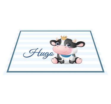 Mantel individual infantil Linda vaca para niño con nombre - TenVinilo