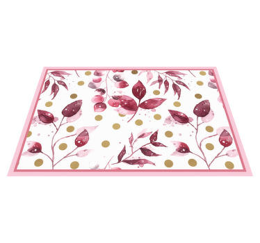 Set de table original Feuilles bordeaux et pois dorés - TenStickers