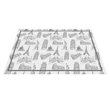 Manteles individuales de vinilo con patrón de monumentos más famo - TenVinilo