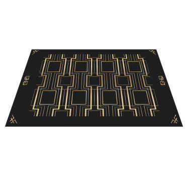 Mantel individual elegante Patrón deco dorado y negro - TenVinilo