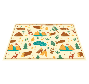 Hand drawn camping mountain stuffs placemats - TenStickers