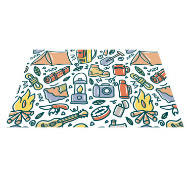 手绘山地和露营的东西餐垫 - TenStickers