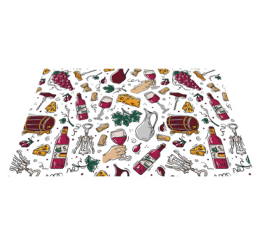 Grapes, wine and cheese vintage placemats - TenStickers