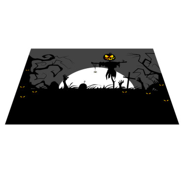 Mantel individual Halloween Cementerio oscuro con caras y manos a - TenVinilo