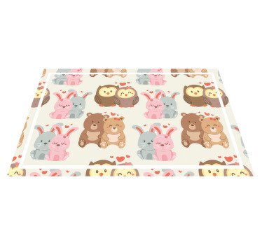 Individuais de mesa infantis Urso coruja coelho lindo - TenStickers