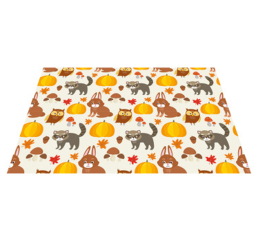 Tischset Kinder Waschbär eule kaninchen kürbis - TenStickers