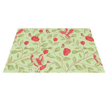 Red tulips pattern green background placemats - TenStickers