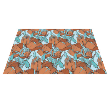 Brune tulipaner kunstnerisk blå design spisebrikke elegant - Tenstickers