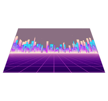 80s vaporwave futuristic city original placemat - TenStickers