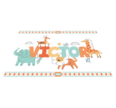 Jungelungedyr med navn som kan tilpasses spisebrikke med navn - Tenstickers