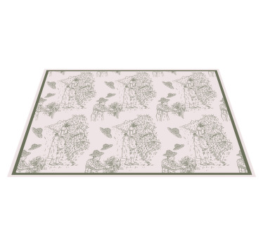 Mantel individual original Patrón vintage francés en verde - TenVinilo