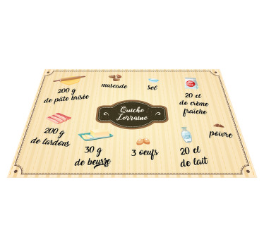 Set de table recette quiche lorraine - TenStickers