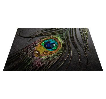 Peacock feather and drops vinyl placemats - TenStickers