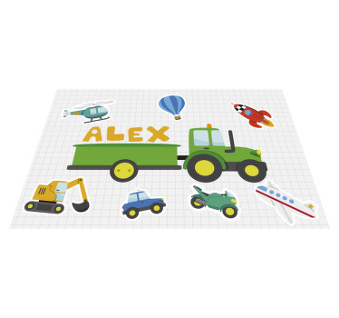 different cartoon transport Personalised placemats - TenStickers