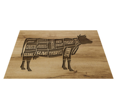 Typer oksekødsudskæringer dækkeserviet - TenStickers