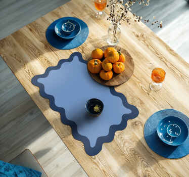 Set de table moderne bordure ondulée bleue - TenStickers