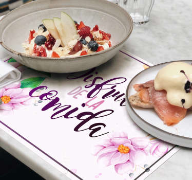 Mantel individual frase disfruta de la comida - TenVinilo