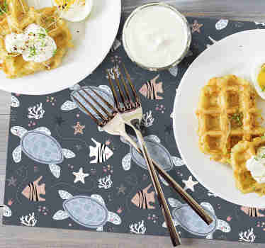 Mantel individual tortugas y peces bajo el mar - TenVinilo