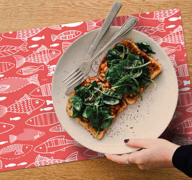 Sets de table Poissons sur fond rouge - TenStickers