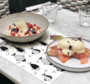 Mantel individual infantil peces blanco y negro - TenVinilo