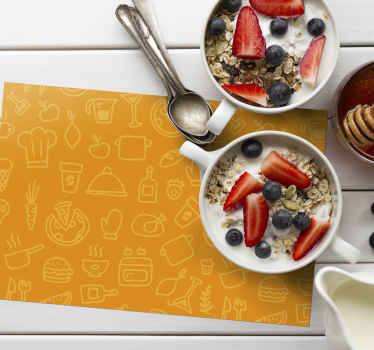 Mantel individual naranja patrón de cubiertos - TenVinilo