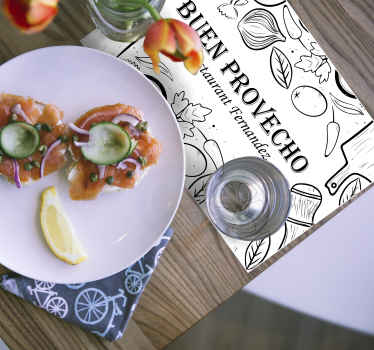 Individual mesa restaurante frase buen provecho - TenVinilo