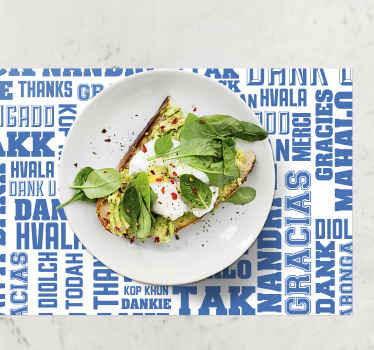 Mantel individual frase gracias muchos idiomas - TenVinilo