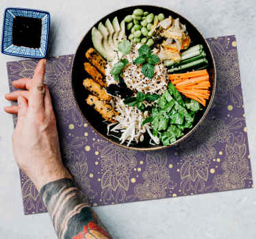 Mantel individual floral paisley morado - TenVinilo