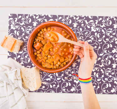 Mantel individual textura paisley morado - TenVinilo