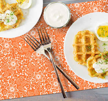 Mantel individual paisley flores naranjas - TenVinilo