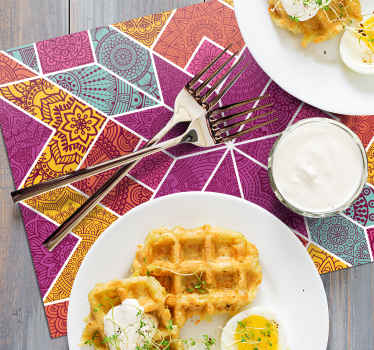 Mantel individual mosaico colorido paisley - TenVinilo