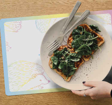 Porcupine drawed in lines hedgehog placemats - TenStickers