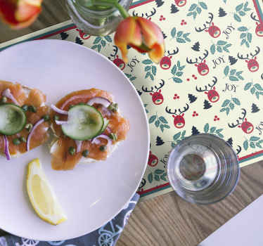 Manteles individuales navideños frase alegría - TenVinilo