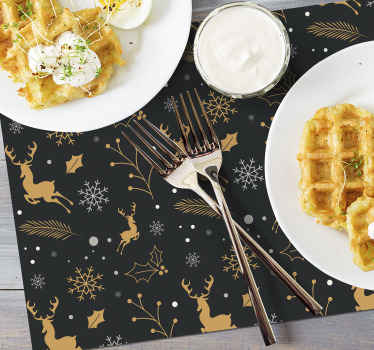 Manteles individuales navideños patrón oscuro - TenVinilo