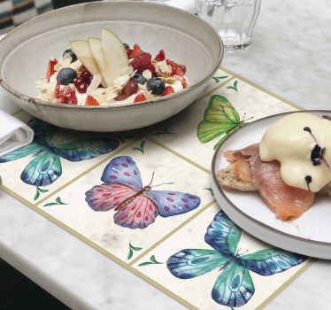 Mantel individual azulejos mariposas - TenVinilo
