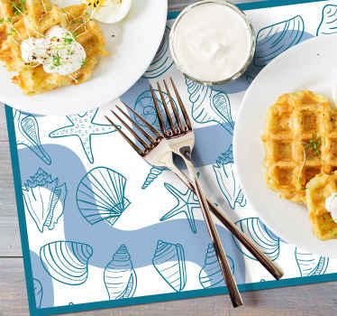 Individuais de mesa com conchas Padrões de conchas - TenStickers